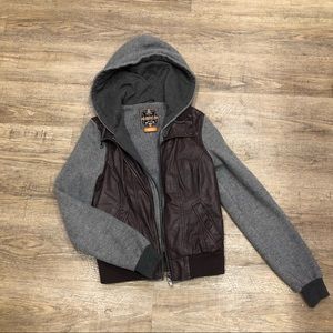 Dravus Faux Leather Hoodie Size Small